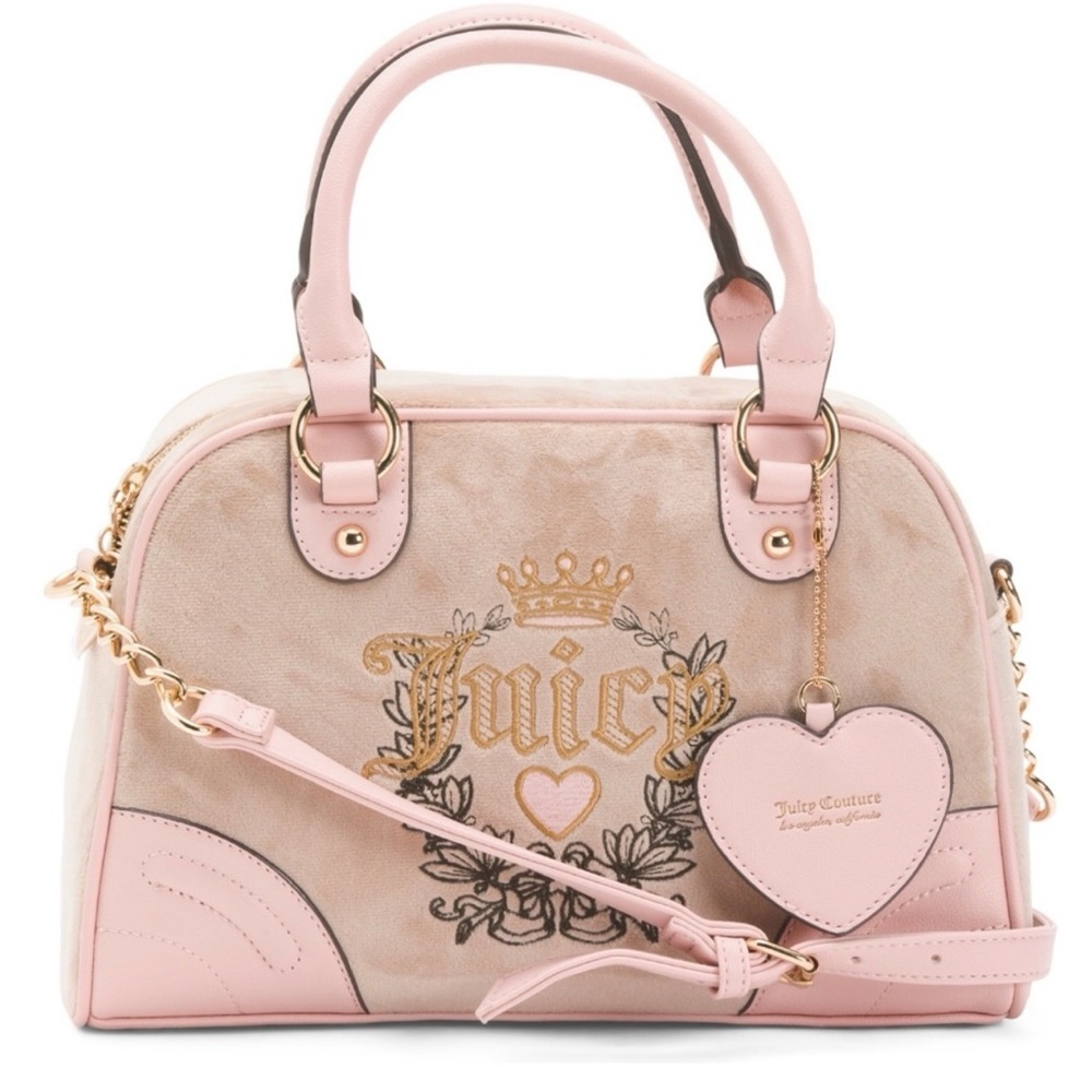 Juicy Couture Pink and Tan heritage bowler bag